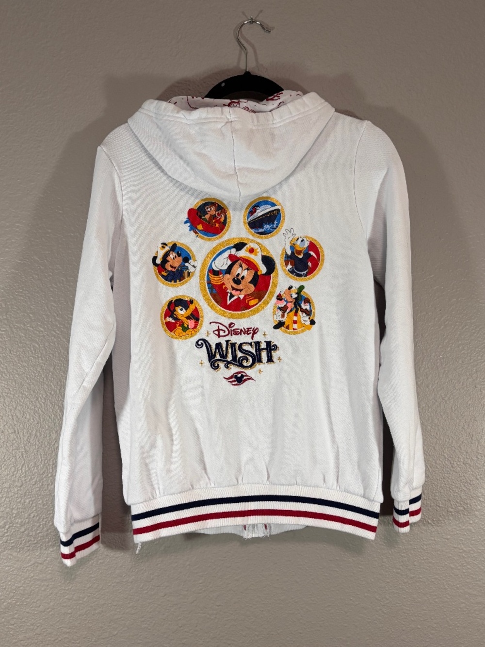 Disney Cruise Line Wish Full Zip Hoodie Womens Small White Ship Exclusive